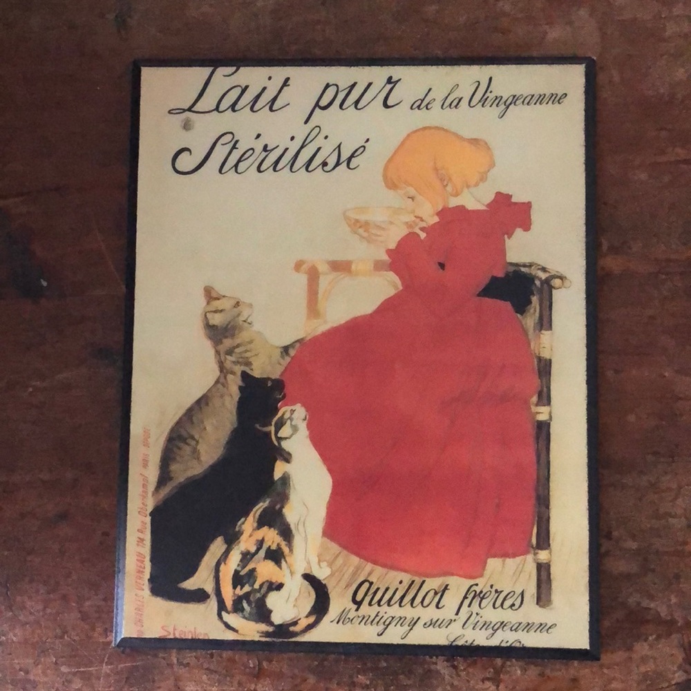 Small French wall art- Girl with Cats